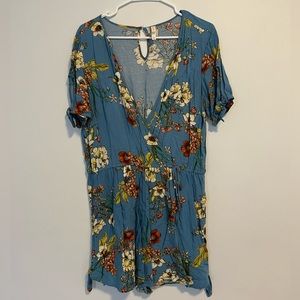 Blue Floral Romper Size Large - Perfect for the Summer Heat!